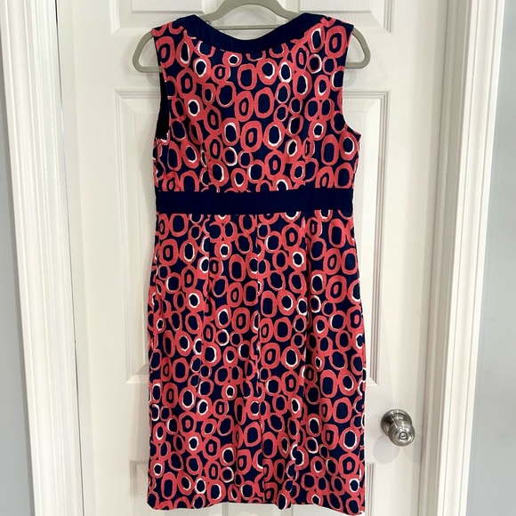 Boden Women Sheath Colorful Geometric Dress US 8R  Pink Blue Sleeveless Cotton - Picture 8 of 13